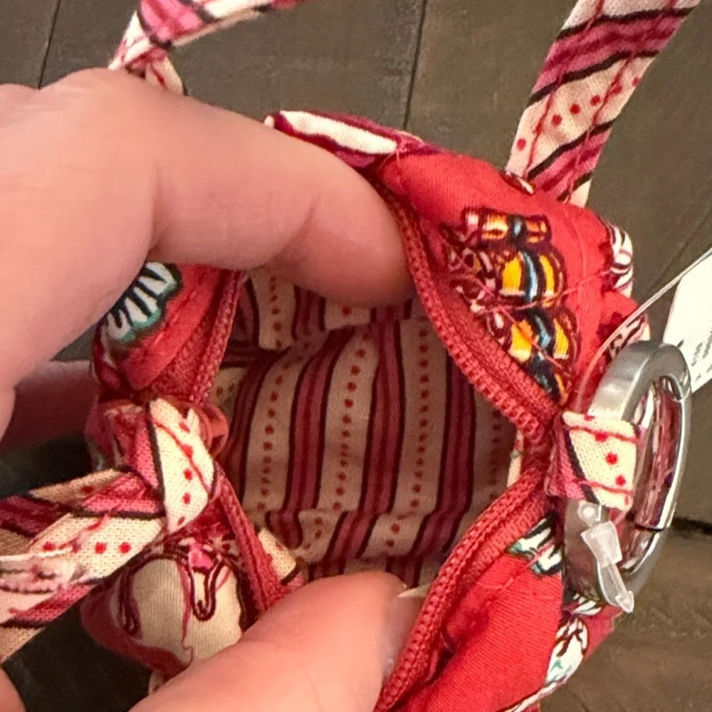 Anthropologie Vera Bradley Red and Cream Bag with Silver Accent